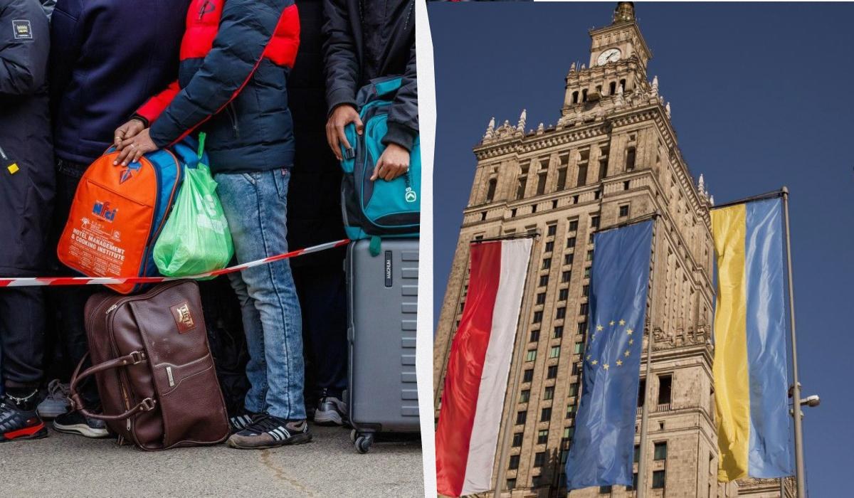 Прапор Польщі на тлі силуетів людей, що ілюструє тему злочинів на ґрунті ненависті